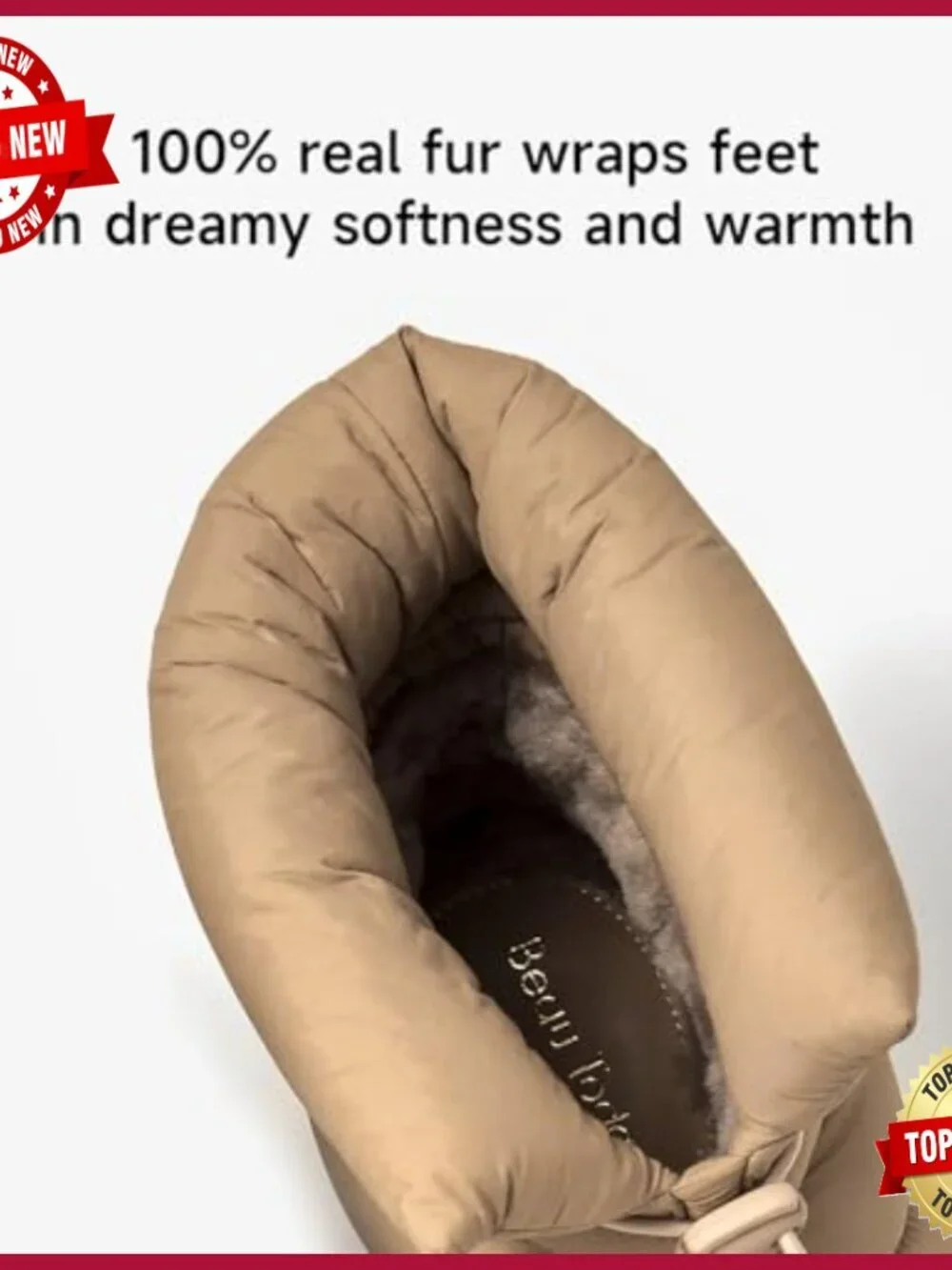 Snow Boots for Women, Platform Anti-Slip Winter Ankle Booties, Comfort Wool